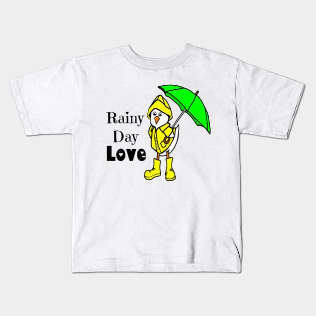 Rainy Day Love Duck Kids T-Shirt by imphavok